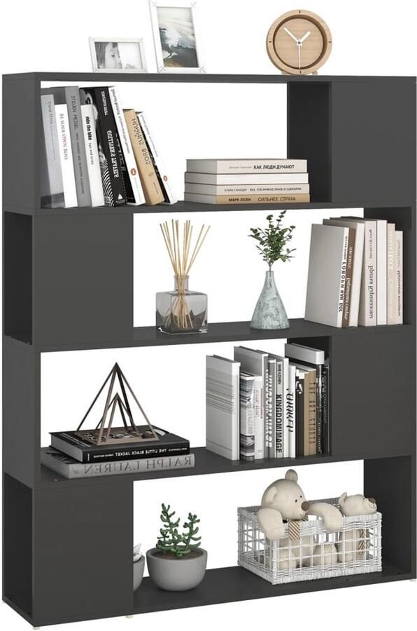 FIONERA Boekenkast kamerscherm 100x24x124 cm grijs