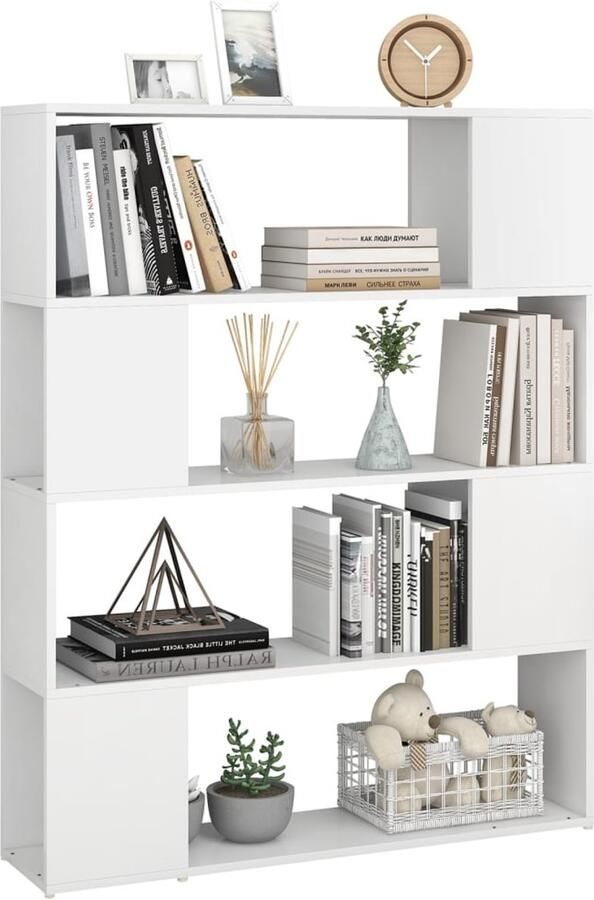 FIONERA Boekenkast kamerscherm 100x24x124 cm wit