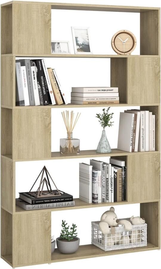 FIONERA Boekenkast kamerscherm 100x24x155 cm bewerkt hout sonoma eiken