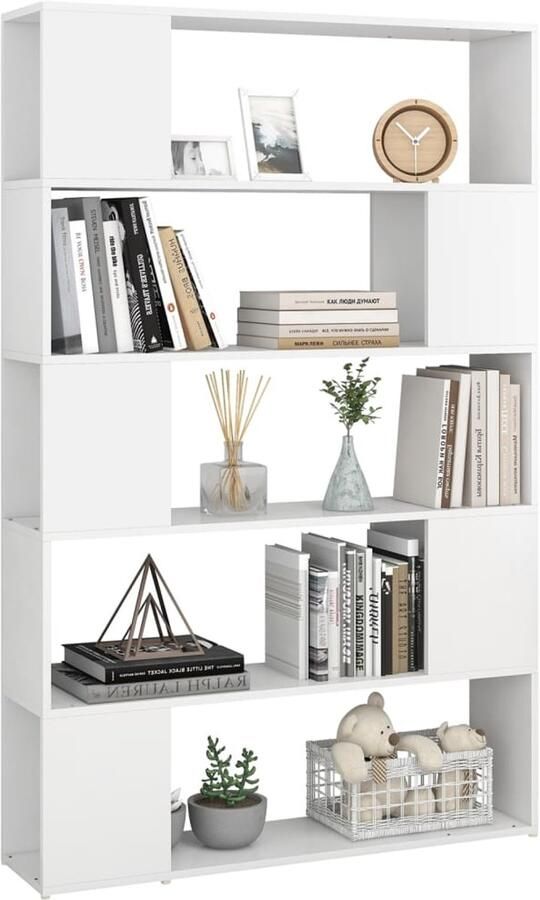 FIONERA Boekenkast kamerscherm 100x24x155 cm bewerkt hout wit