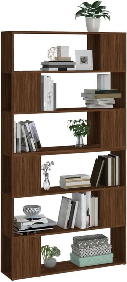 FIONERA Boekenkast kamerscherm 100x24x188 cm bruin eikenkleur