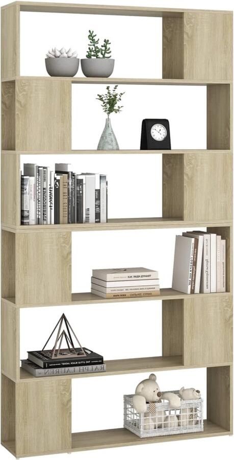 FIONERA Boekenkast kamerscherm 100x24x188 cm sonoma eikenkleurig