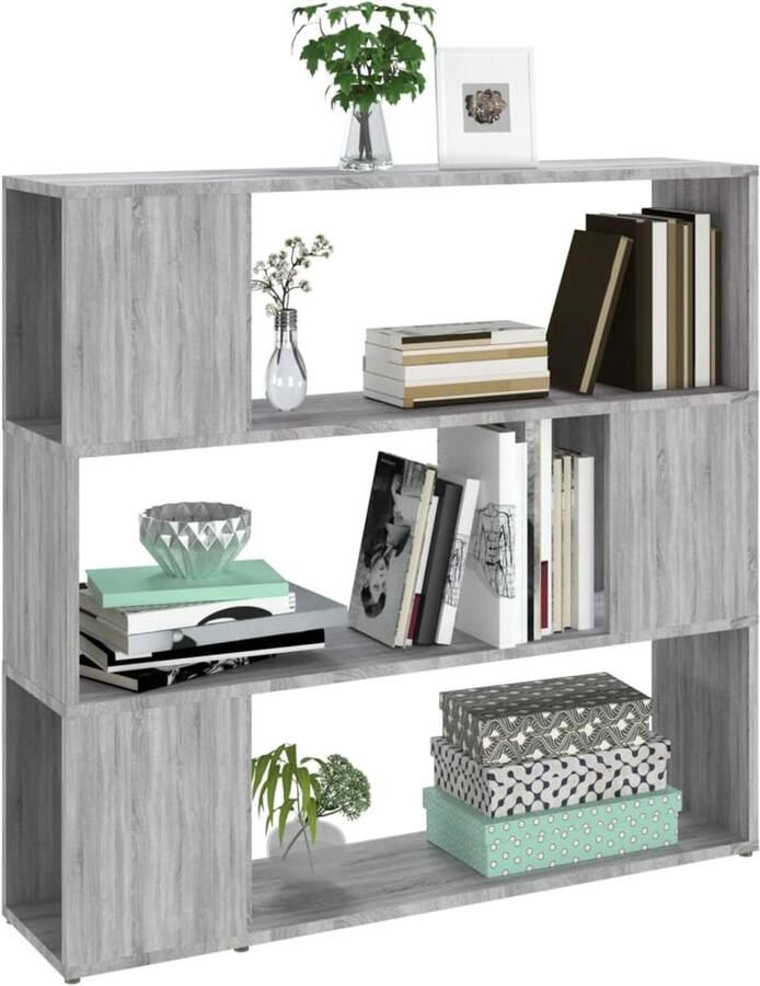 FIONERA Boekenkast kamerscherm 100x24x94 cm grijs sonoma eikenkleurig