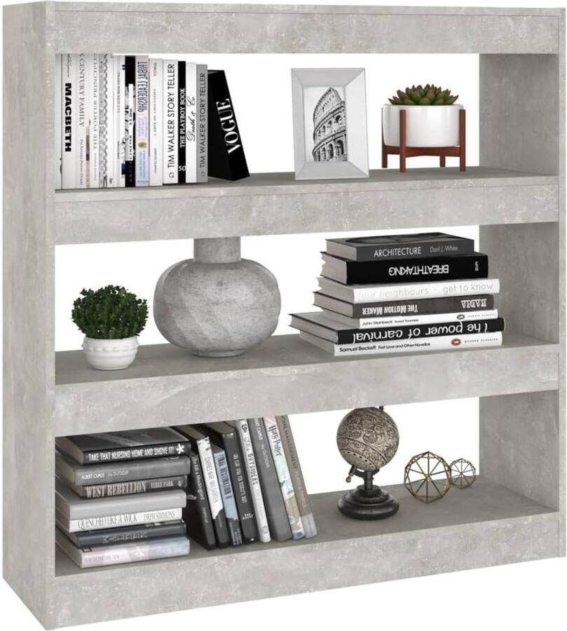 FIONERA Boekenkast kamerscherm 100x30x103 cm betongrijs
