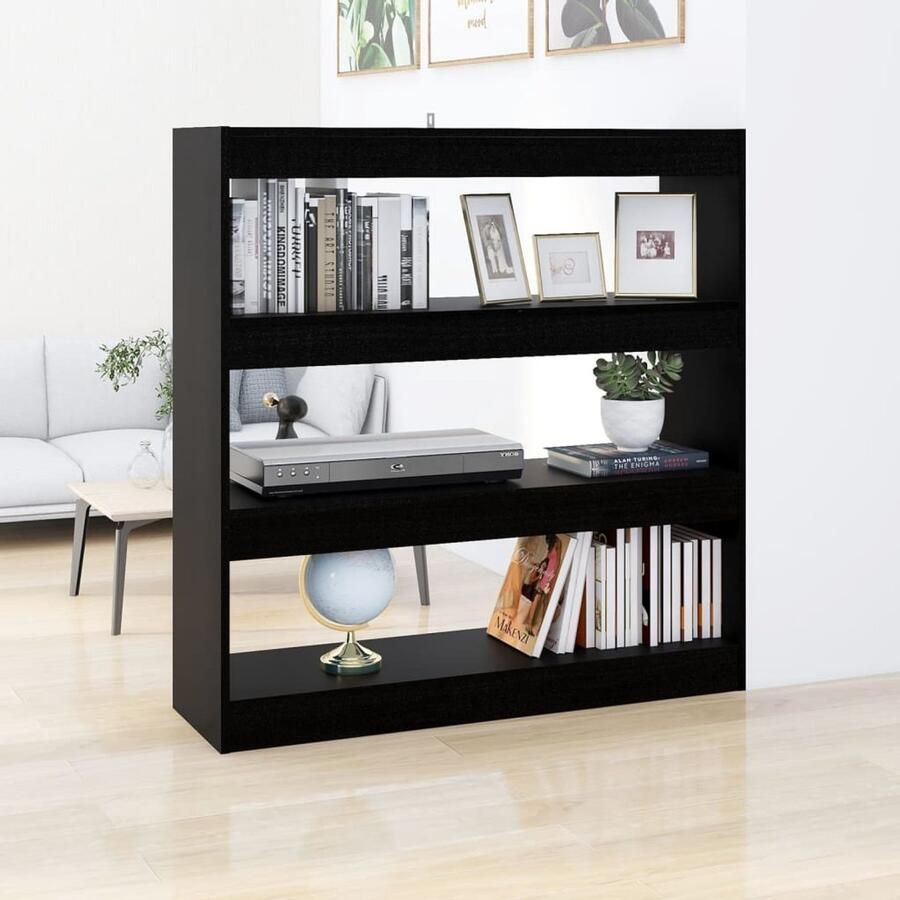 FIONERA Boekenkast kamerscherm 100x30x103 cm zwart