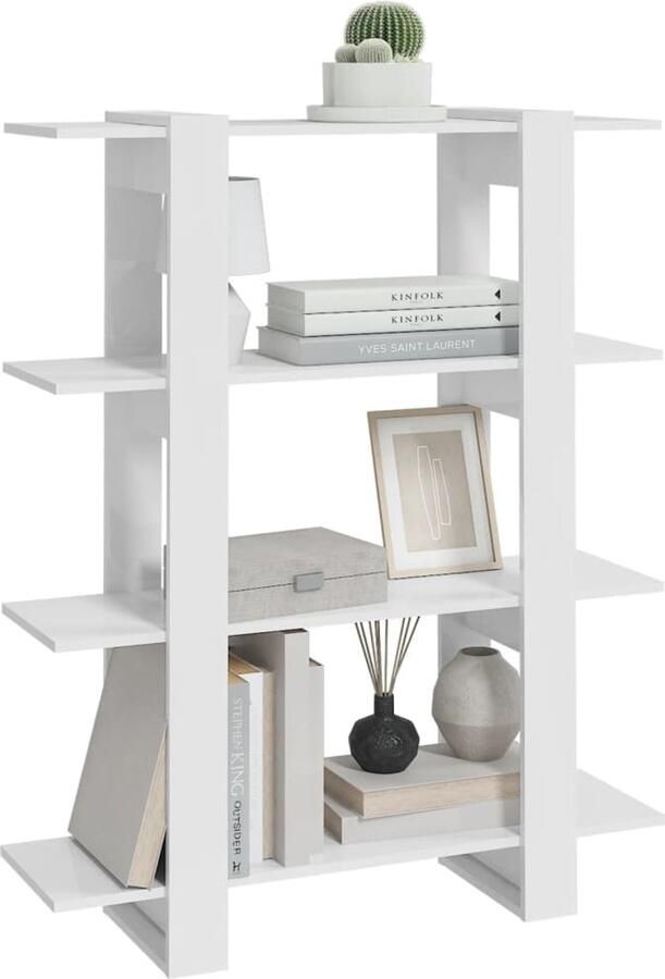 FIONERA Boekenkast kamerscherm 100x30x123 5 cm hoogglans wit