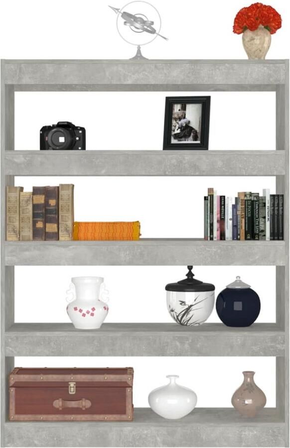 FIONERA Boekenkast kamerscherm 100x30x135 cm betongrijs