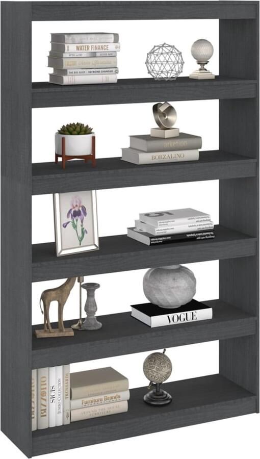 FIONERA Boekenkast kamerscherm 100x30x167 5 cm massief grenenhout grijs