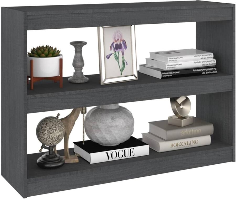 FIONERA Boekenkast kamerscherm 100x30x71 5 cm grenenhout grijs