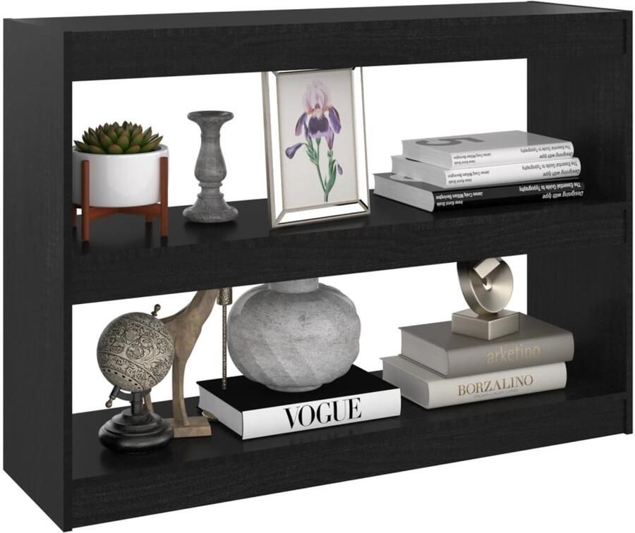 FIONERA Boekenkast kamerscherm 100x30x71 5 cm grenenhout zwart