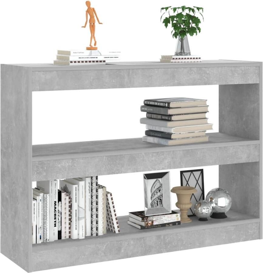 FIONERA Boekenkast kamerscherm 100x30x72 cm betongrijs