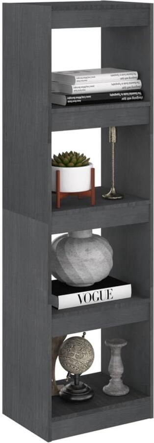 FIONERA Boekenkast kamerscherm 40x30x135 5 cm grenenhout grijs