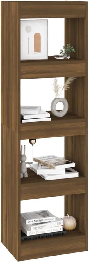 FIONERA Boekenkast kamerscherm 40x30x135 cm bruin eikenkleur