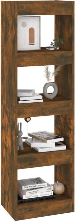 FIONERA Boekenkast kamerscherm 40x30x135 cm gerookt eikenkleurig