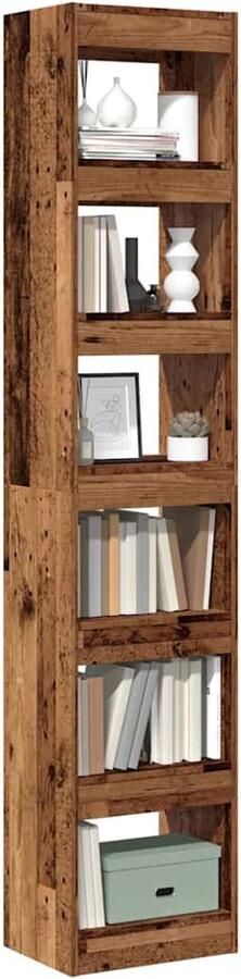 FIONERA Boekenkast kamerscherm 40x30x198 cm oud houtkleurig