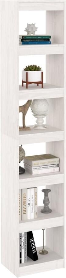 FIONERA Boekenkast kamerscherm 40x30x199 cm massief grenenhout wit