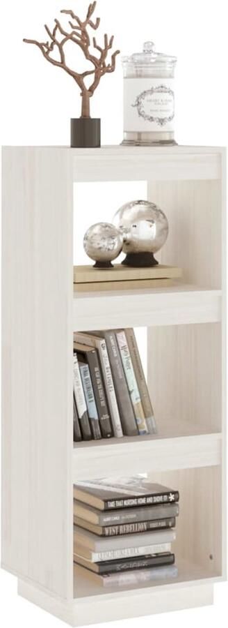 FIONERA Boekenkast kamerscherm 40x35x103 cm massief grenenhout wit