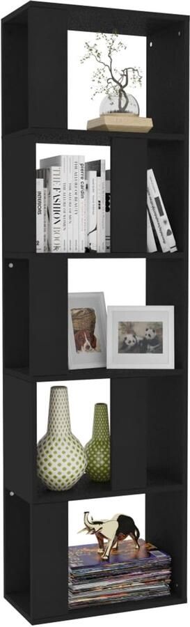 FIONERA Boekenkast kamerscherm 45x24x159 cm bewerkt hout zwart