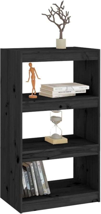 FIONERA Boekenkast kamerscherm 60x30x103 5 cm massief grenenhout zwart