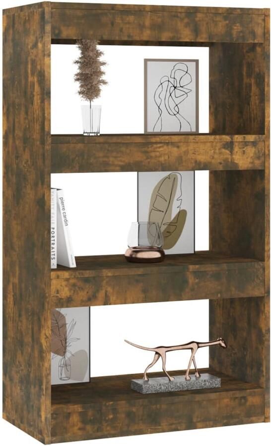 FIONERA Boekenkast kamerscherm 60x30x103 cm bewerkt hout gerookt eiken