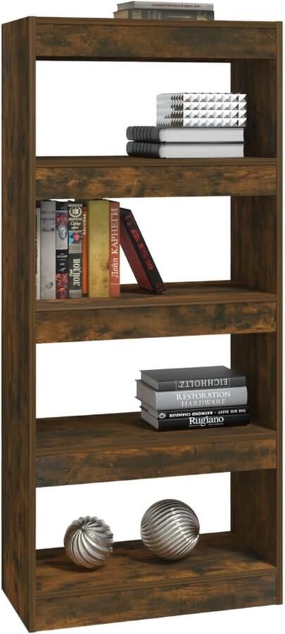 FIONERA Boekenkast kamerscherm 60x30x135 cm bewerkt hout gerookt eiken