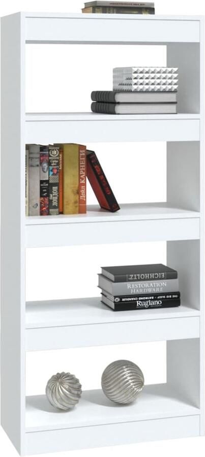 FIONERA Boekenkast kamerscherm 60x30x135 cm bewerkt hout wit
