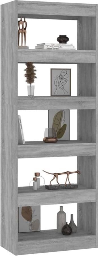 FIONERA Boekenkast kamerscherm 60x30x166 cm bewerkt hout grijs sonoma