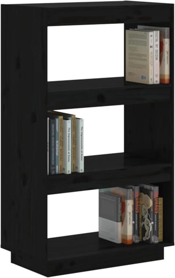 FIONERA Boekenkast kamerscherm 60x35x103 cm massief grenenhout zwart