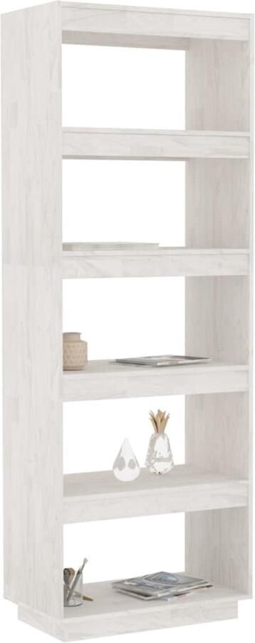 FIONERA Boekenkast kamerscherm 60x35x167 cm massief grenenhout wit