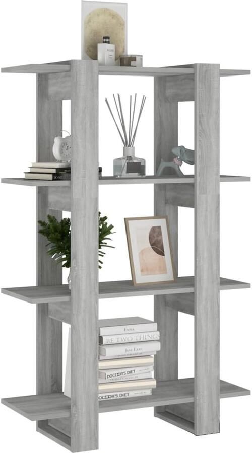 FIONERA Boekenkast kamerscherm 80x30x123 5 cm grijs sonoma eikenkleurig