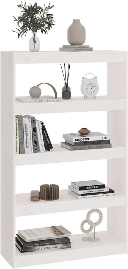 FIONERA Boekenkast kamerscherm 80x30x135 5 cm massief grenenhout wit