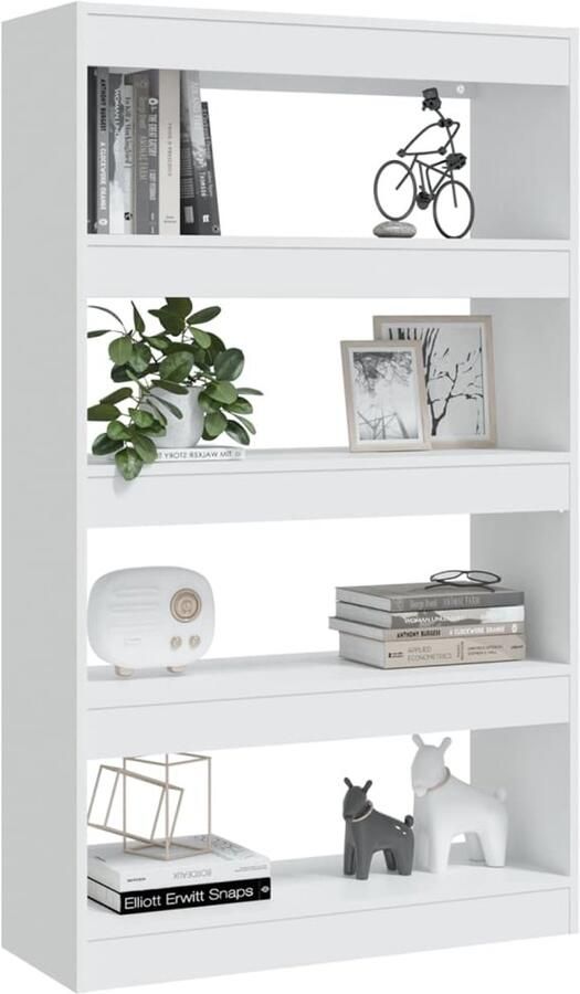 FIONERA Boekenkast kamerscherm 80x30x135 cm bewerkt hout wit