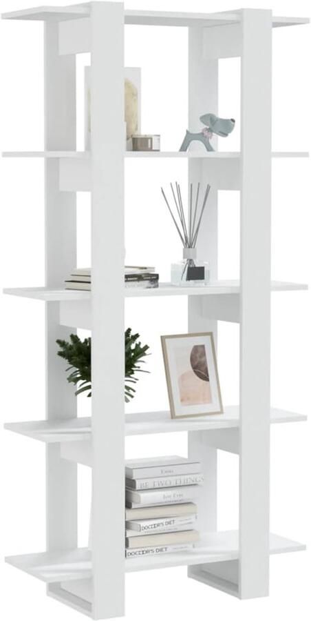 FIONERA Boekenkast kamerscherm 80x30x160 cm bewerkt hout wit