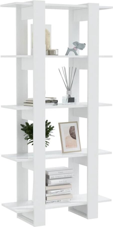 FIONERA Boekenkast kamerscherm 80x30x160 cm hoogglans wit