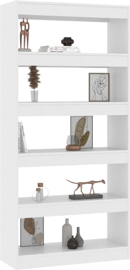 FIONERA Boekenkast kamerscherm 80x30x166 cm bewerkt hout wit