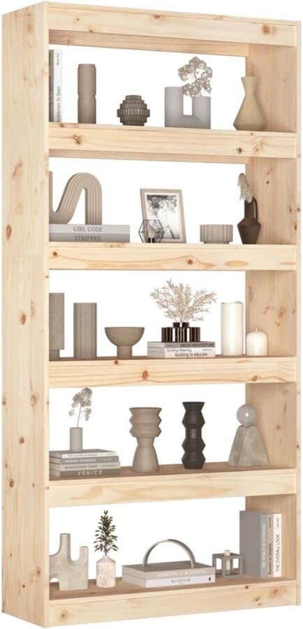 FIONERA Boekenkast kamerscherm 80x30x167 4 cm massief grenenhout