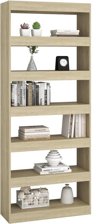FIONERA Boekenkast kamerscherm 80x30x198 cm bewerkt hout sonoma eiken