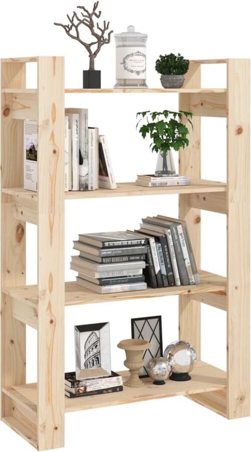 FIONERA Boekenkast kamerscherm 80x35x125 cm massief grenenhout