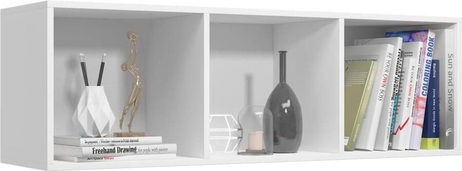 FIONERA Boekenkast tv-meubel 36x30x114 cm bewerkt hout wit