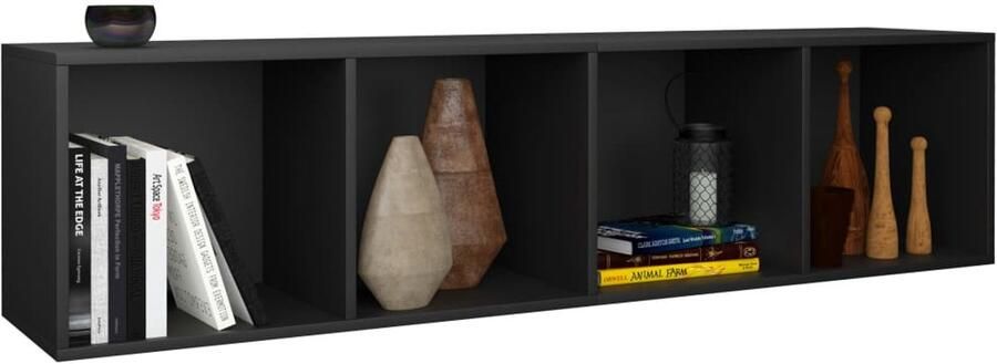 FIONERA Boekenkast tv-meubel 36x30x143 cm bewerkt hout zwart