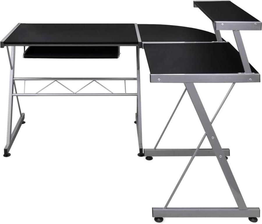 FIONERA Hoekbureau 132x112x99 cm bewerkt hout zwart