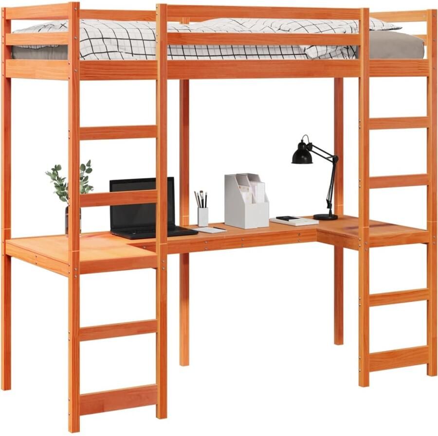 FIONERA Hoogslaper zonder matras massief grenenhout wasbruin 75x190 cm