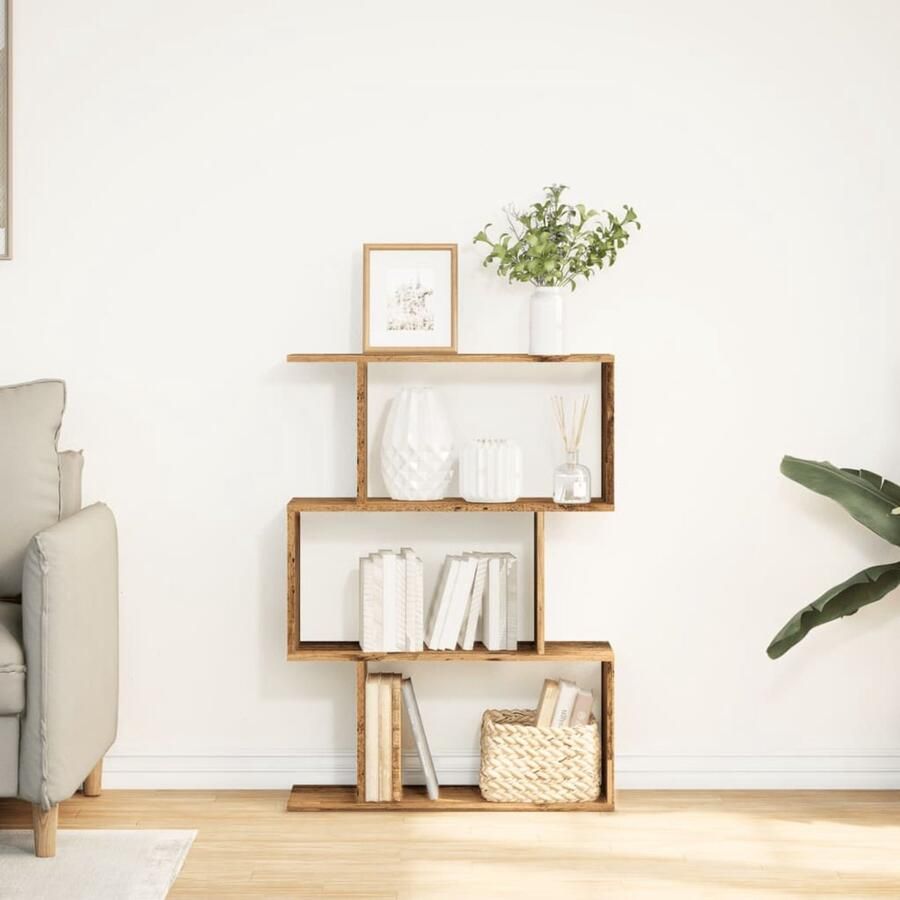 FIONERA Kamerscherm boekenkast 3-laags 70x24x97 cm hout oud hout