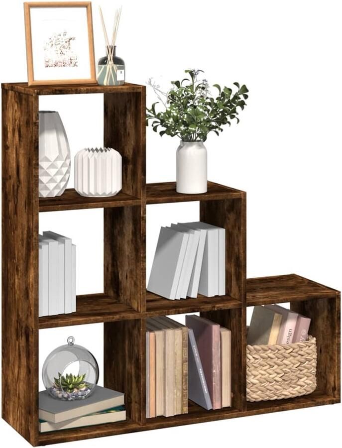 FIONERA Kamerscherm boekenkast 3-laags 99x29x99 cm hout gerookt eiken
