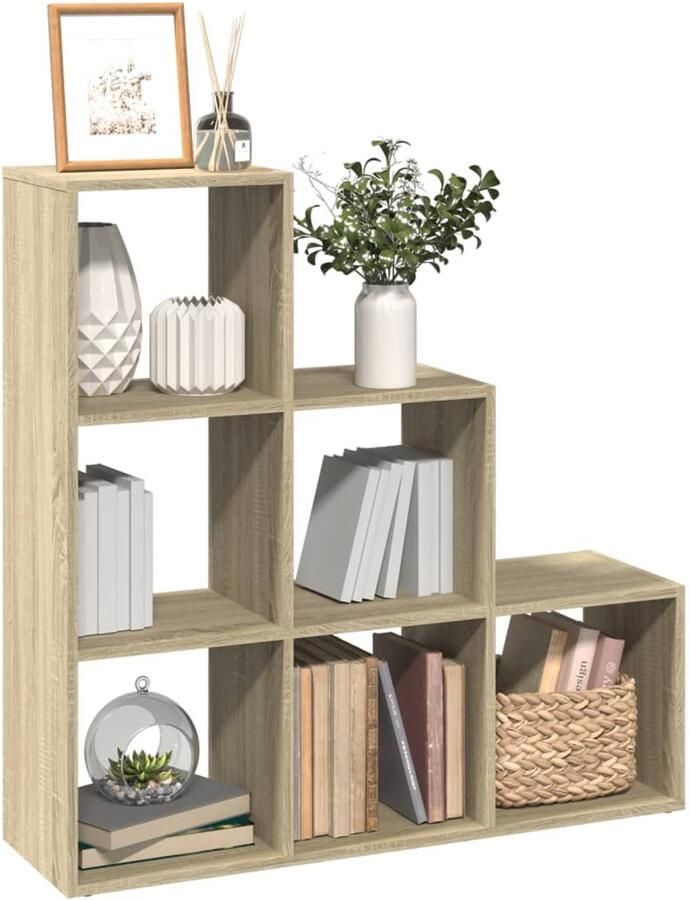 FIONERA Kamerscherm boekenkast 3-laags 99x29x99 cm hout sonoma eiken