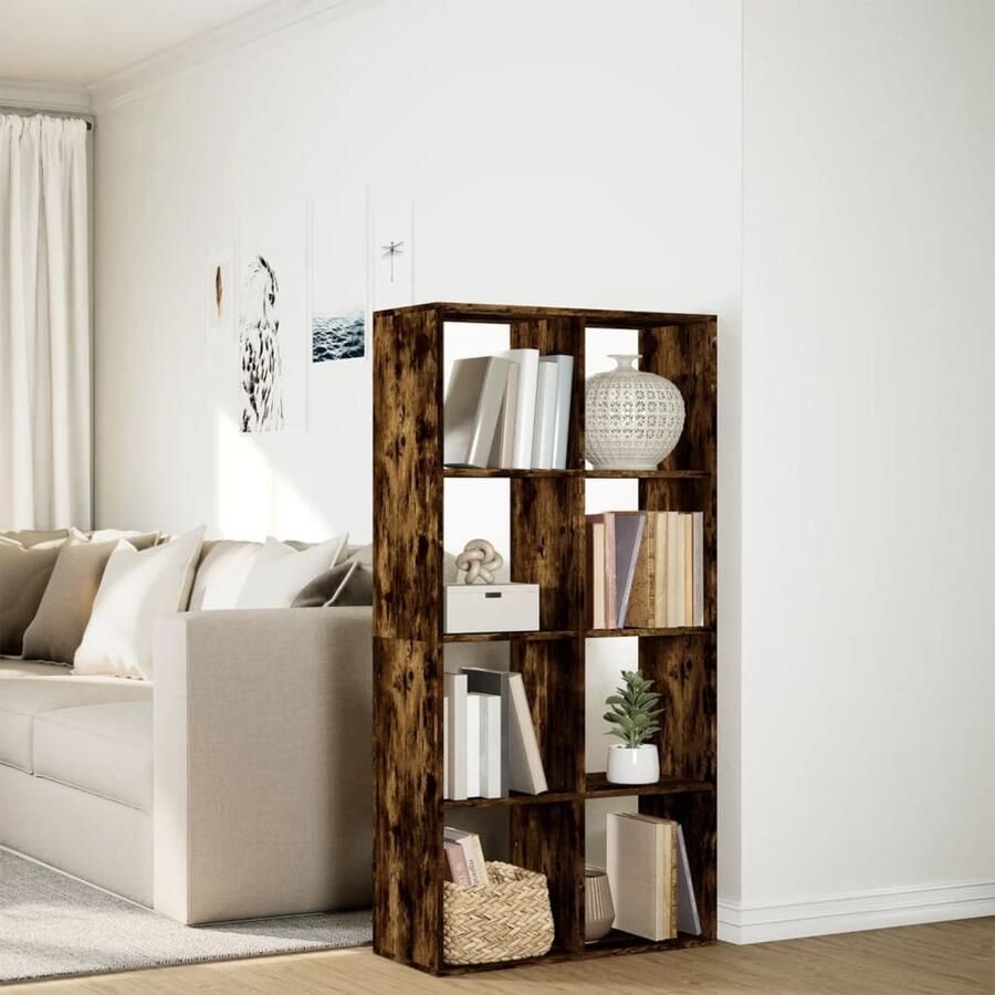FIONERA Kamerscherm boekenkast 69 5x29x137 5 cm hout gerookt eiken