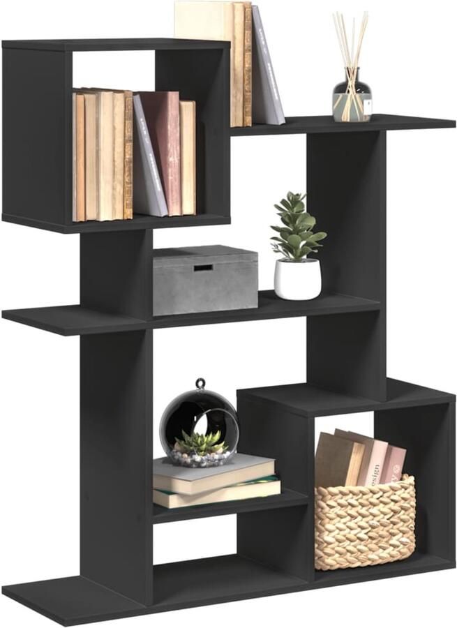 FIONERA Kamerscherm boekenkast 92x29x112 cm bewerkt hout zwart