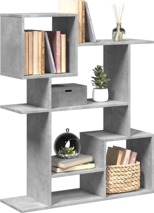 FIONERA Kamerscherm boekenkast 92x29x112 cm hout betongrijs