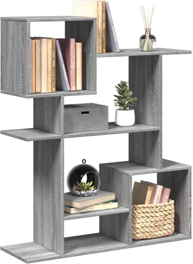 FIONERA Kamerscherm boekenkast 92x29x112 cm hout grijs sonoma