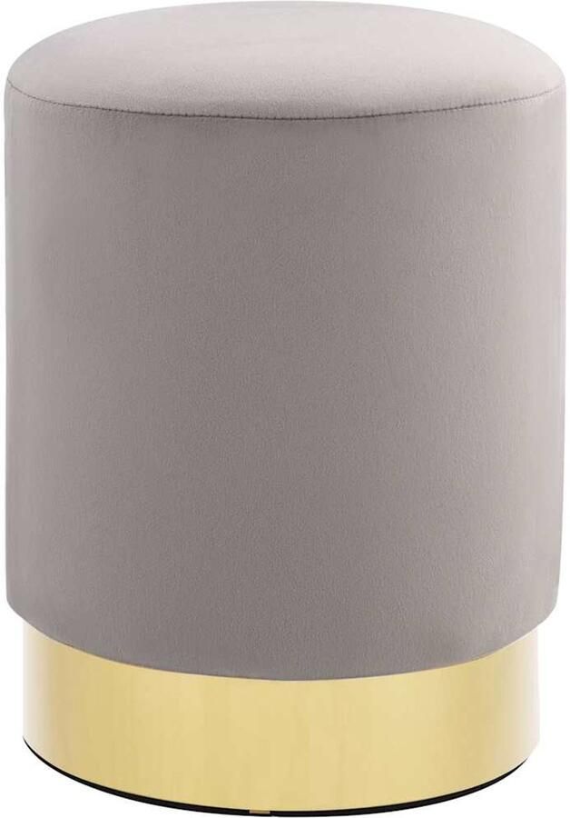 FIONERA Kruk fluweel lichtgrijs en goudkleurig